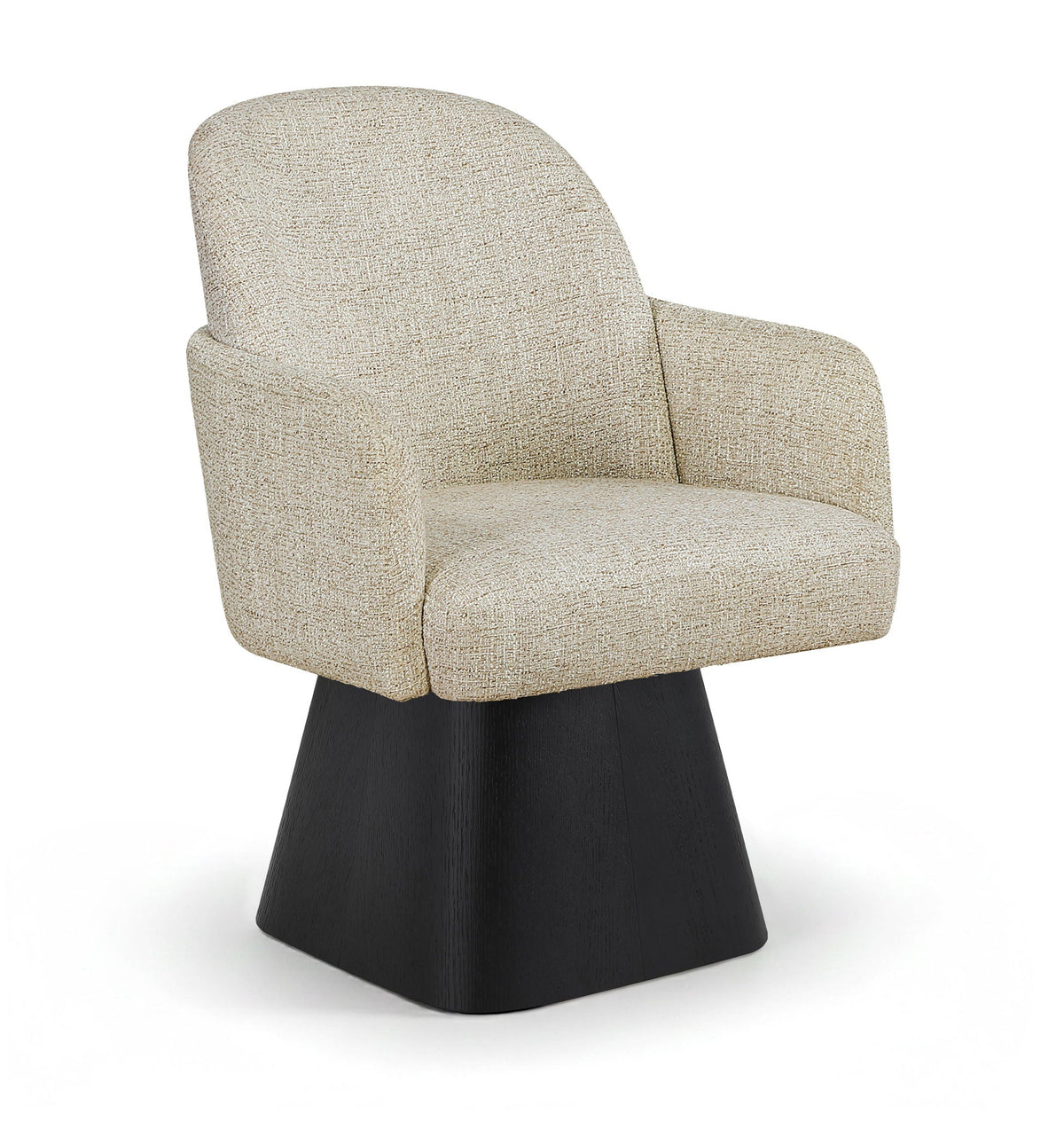 Marlowe Swivel Dining Arm Chair with Black Base