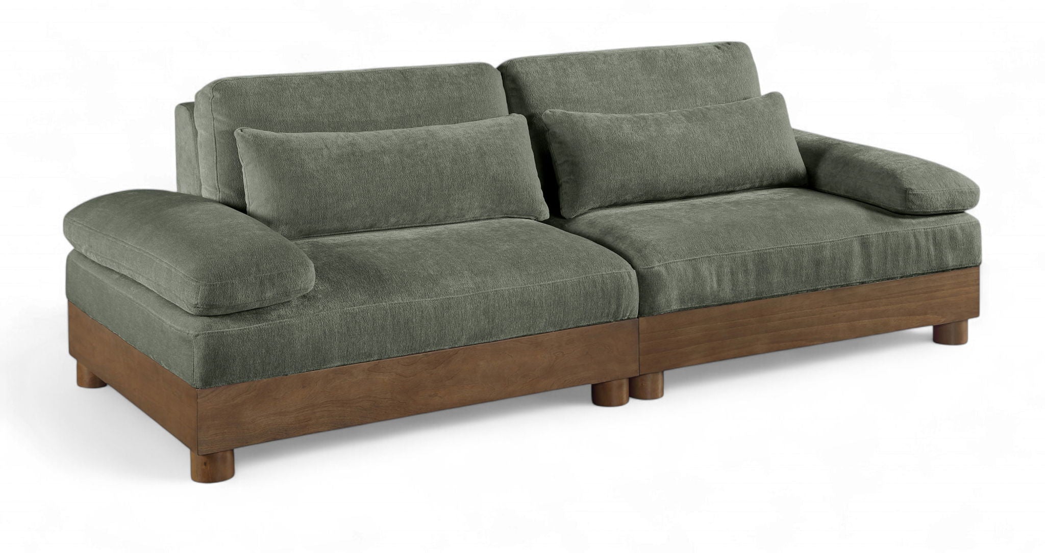 Turin - Chenille Fabric Upholstered Modular Sectional - Green