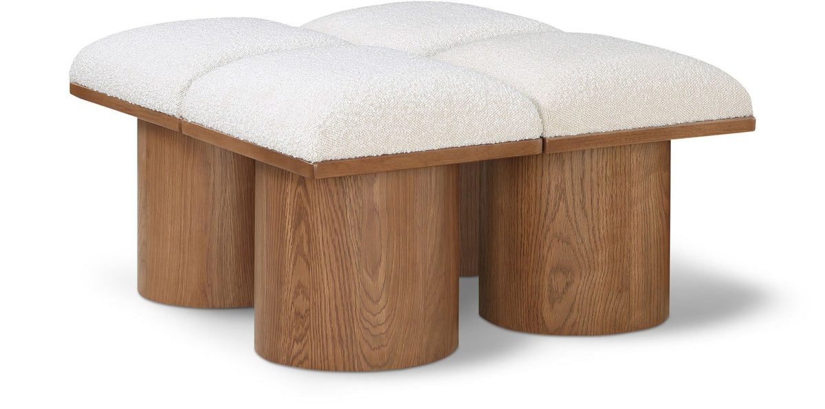 Pavilion Modular Bench 4-Piece Bench, 31"W x 36"D — Cream / Brown Base