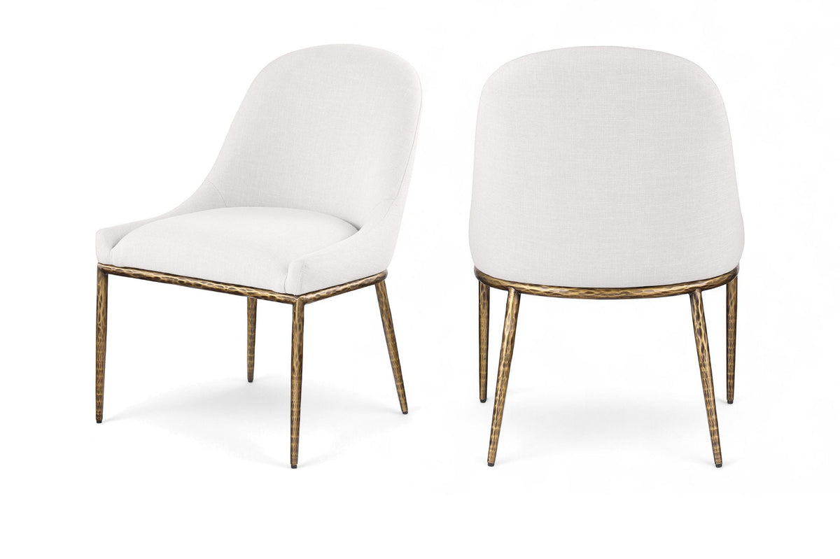 Ferro Performance Fabric Dining Side Chair — Brushed Gold Legs - Gold