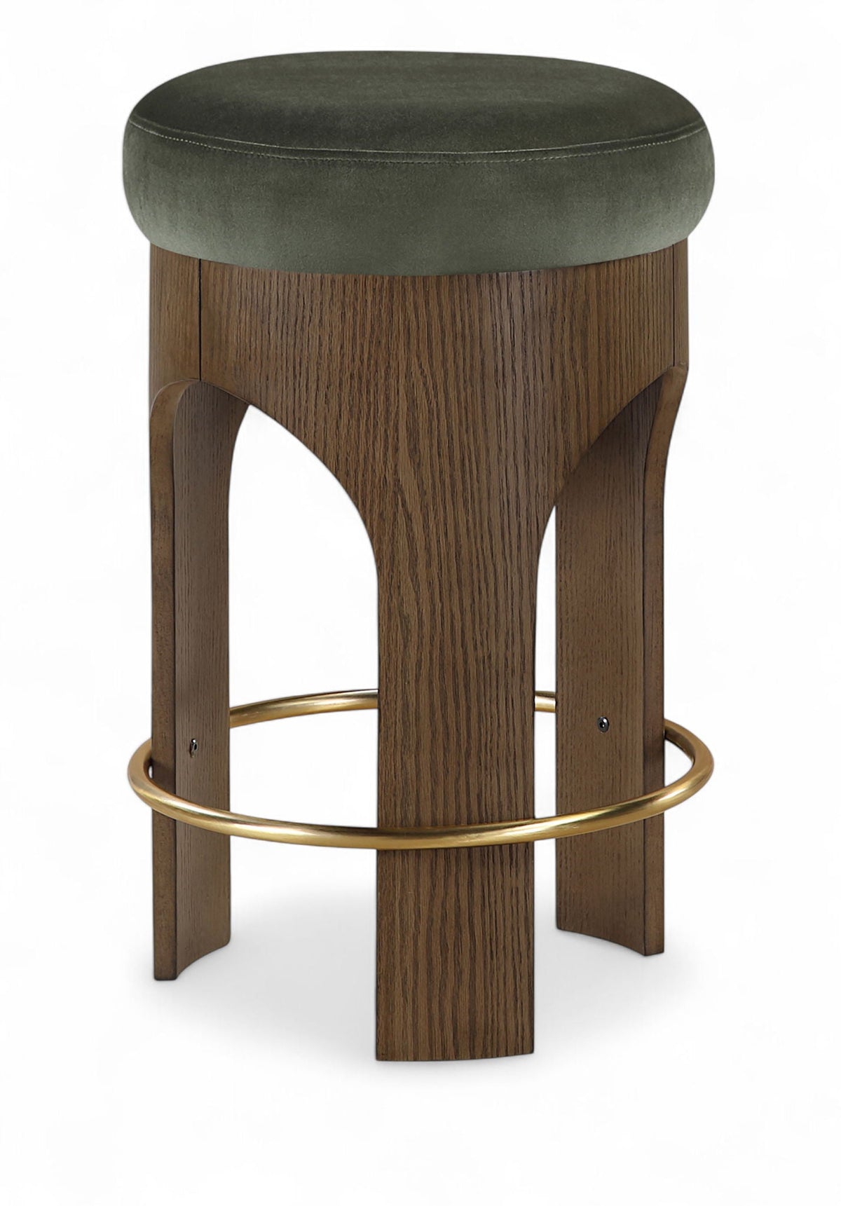 Bocceli Velvet Counter Stool with Brown Base