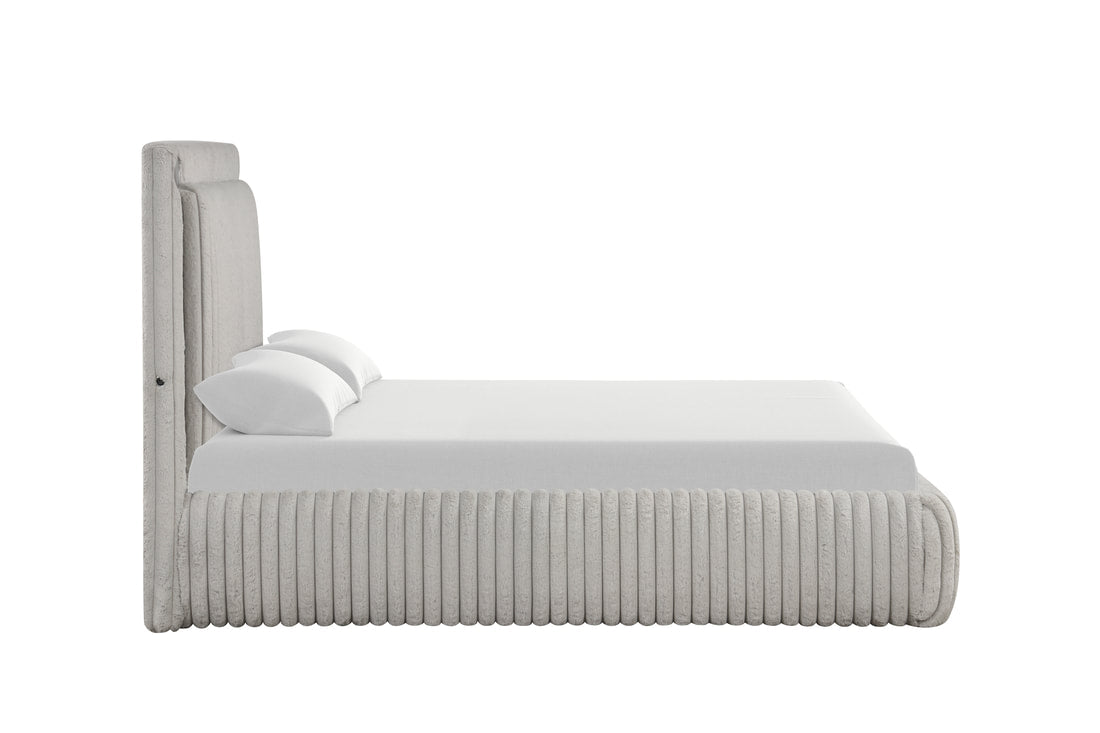 Diana Gray Platform Bed — USB Charging & Bluetooth Speakers