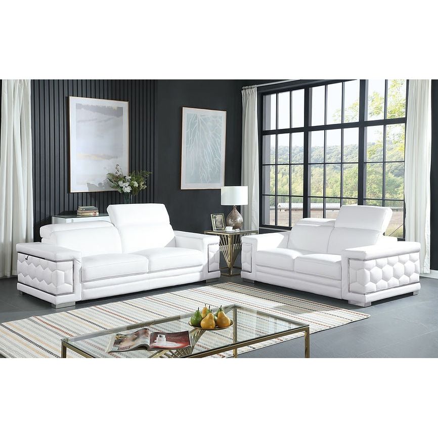 Favo Italian Leather Living Room Set, 3 Colors
