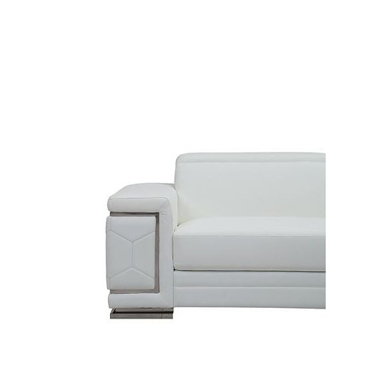 Adrian White Italian Leather Match Sofa Set