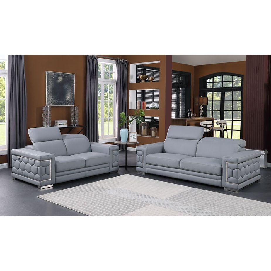 Favo Italian Leather Living Room Set, 3 Colors
