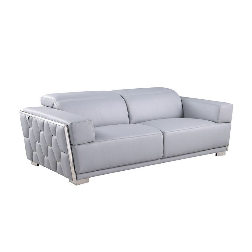 Hexor Light Blue Italian Leather Living Room Set