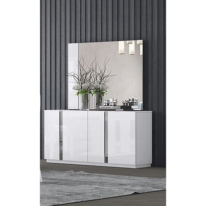 Chloe White High Gloss Buffet and Mirror Set
