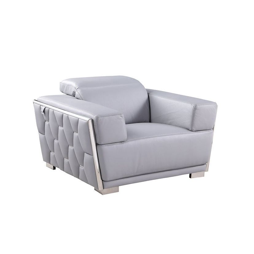 Hexor Light Blue Italian Leather Living Room Set