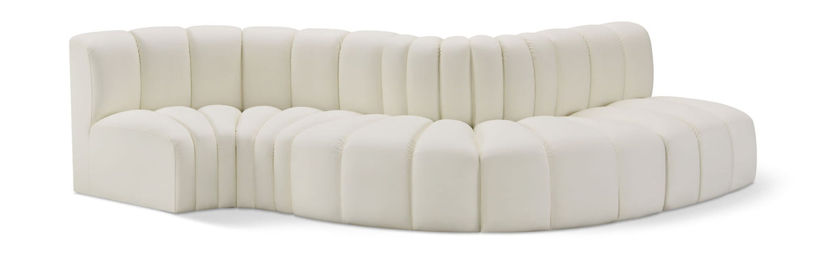 Arc Faux Leather Modular Sectional — 5-Piece Sofa — Cream