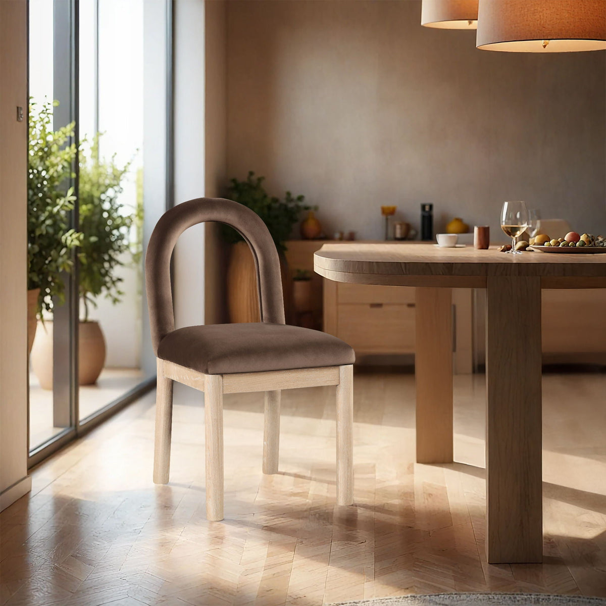 Conrad - Velvet Dining Chair with Natural Legs