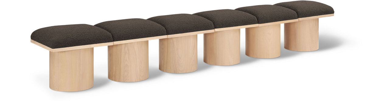 Pavilion Modular Bench 6-Piece Bench, 108"W x 15.5"D — Brown / Natural Base