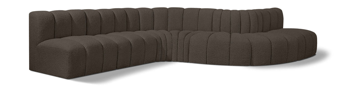 Arc Boucle Modular Sectional — 7-Piece Sofa — Brown