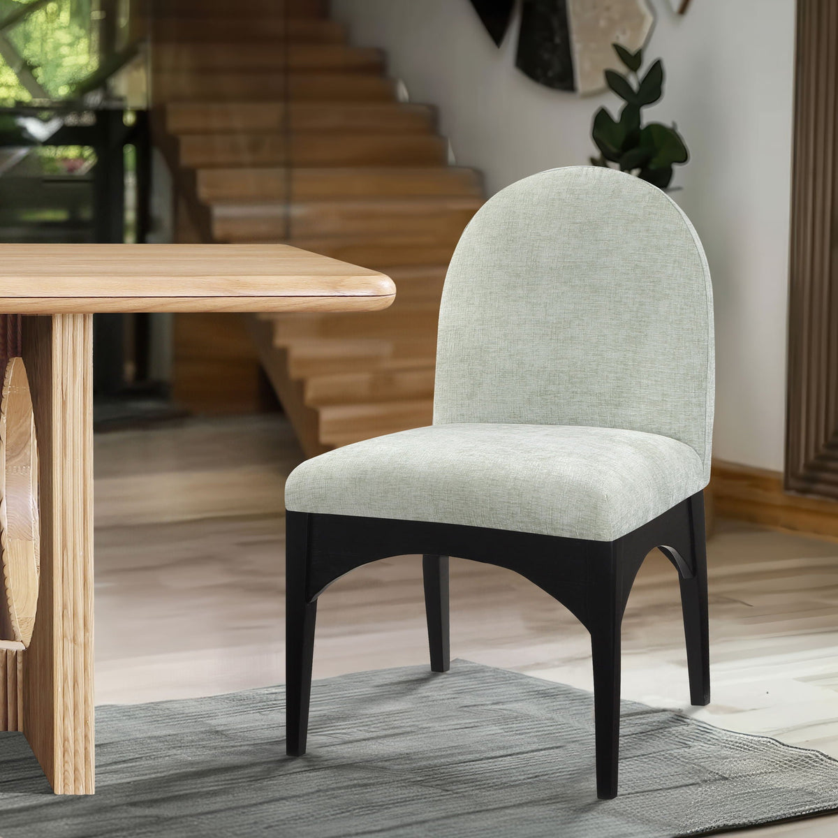 Waldorf - Chenille Dining Side Chair with Black Legs