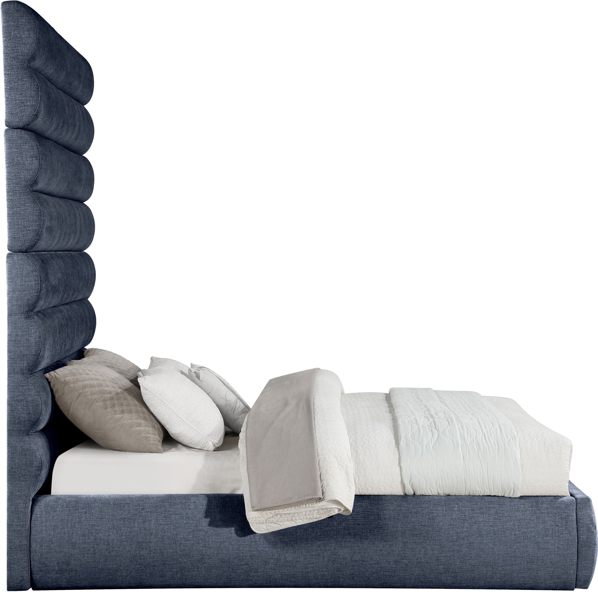 Adam - Chenille Fabric Bed With 89" Headboard