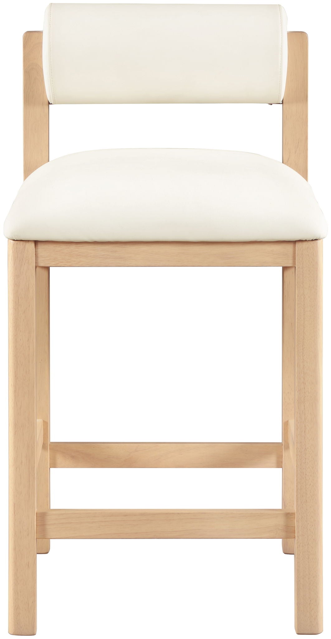 Roundhill - Faux Leather Counter Stool with Natural Frame