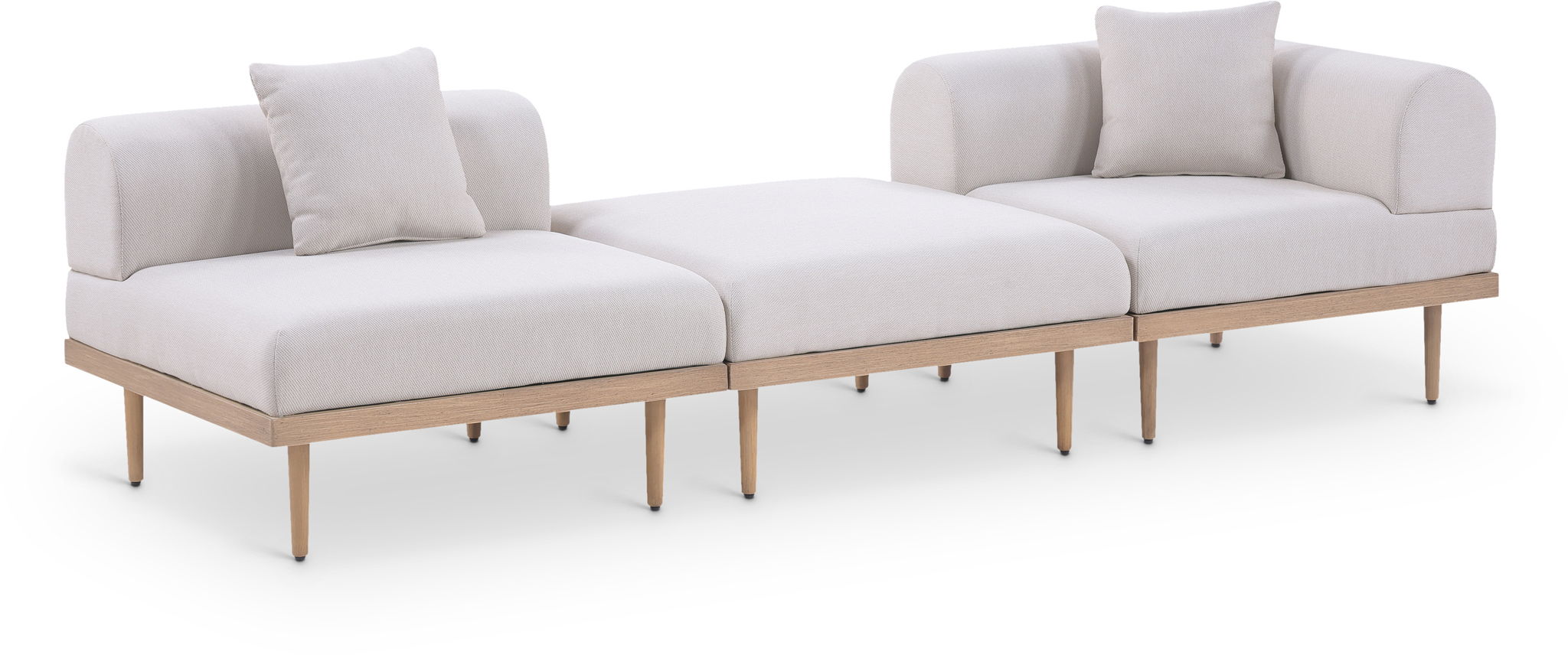 Laguna - 3 Piece Upholstered Outdoor Patio Modular Sofa With Backless Seat And 1 Arm