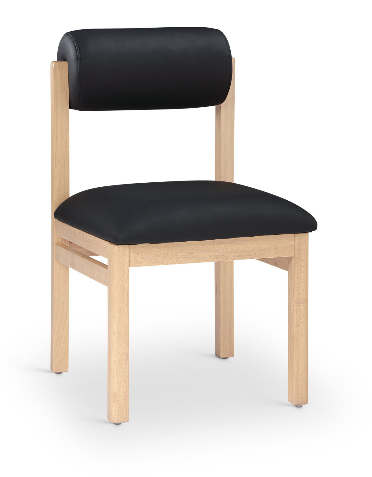 Roundhill - Faux Leather Dining Chair (Set of 2) with Natural Frame