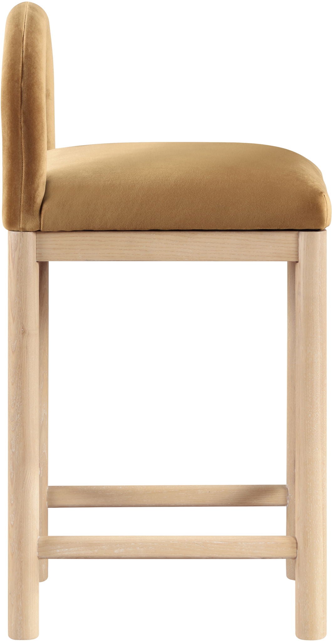 Conrad - Velvet Counter Stool with Natural Legs