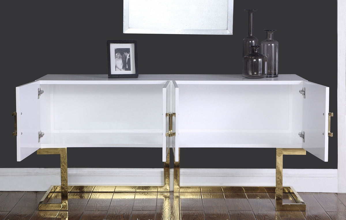 Beth - Lacquer Sideboard — Chrome or Gold Legs - Legs
