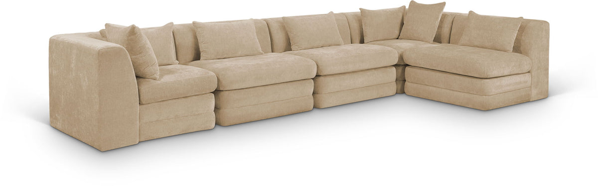 Stellar Chenille Modular Sectional — 5-Piece 152" Sectional, Style D — Beige