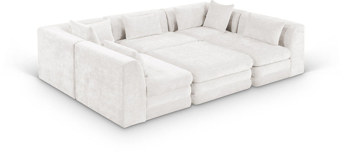 Stellar Chenille Modular Sectional — 6-Piece 114" Sectional — Cream