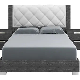 Sarah Rhombus Grey High-Gloss Italian Bedroom Collection