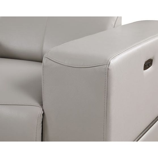 Franco Light Grey Leather 6-Piece Sectional — Power Recline