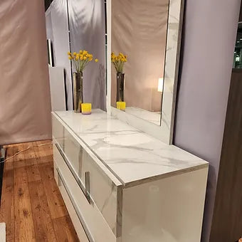 Sunset III White High Gloss Bedroom Set — Soft-Close Drawers