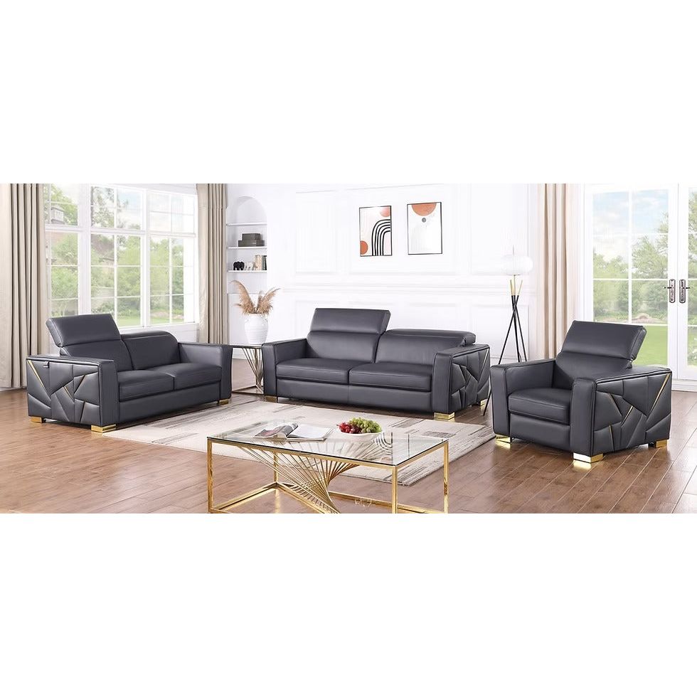 Astra Italian Leather Living Room Set, 3 Colors