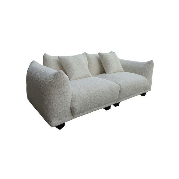 Homey White Teddy Fabric Sofa & Oversize Chair