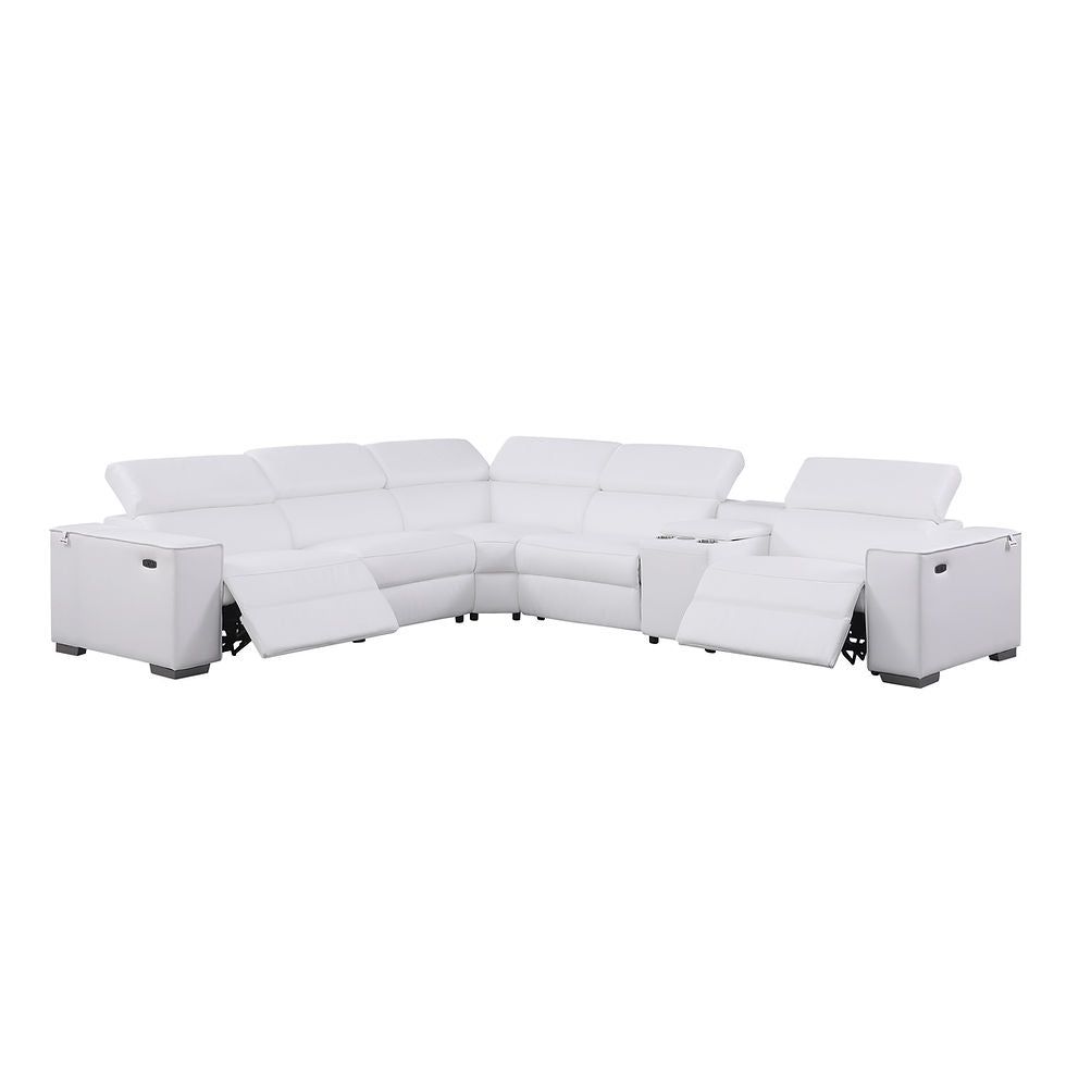 Picasso White 6-Piece Power Reclining Sectional