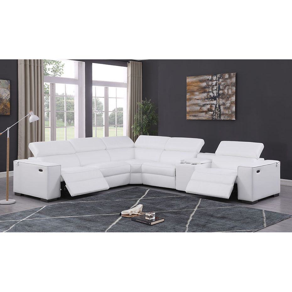 Picasso White 6-Piece Power Reclining Sectional