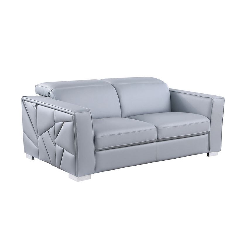 Astra Light Blue Italian Leather Living Room Set