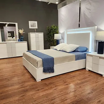 Tower White Bedroom Set — Italian Made with LED Bed