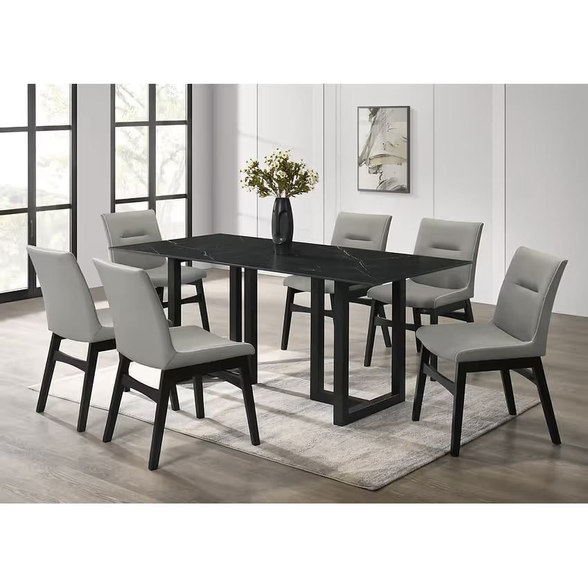 Farrin Black Porcelain-Top Dining Set — Table & 6 Chairs