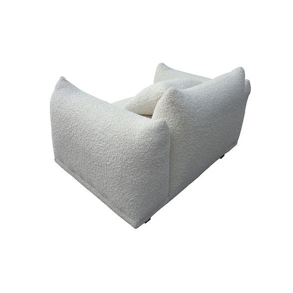 Homey White Teddy Fabric Sofa & Oversize Chair