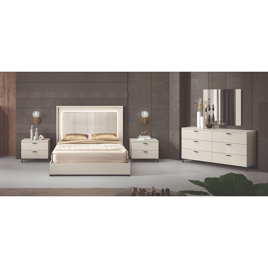 Carina Pearl High Gloss Bedroom Set — Soft-Close Drawers