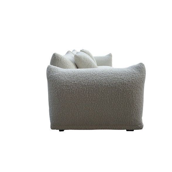 Homey White Teddy Fabric Sofa & Oversize Chair
