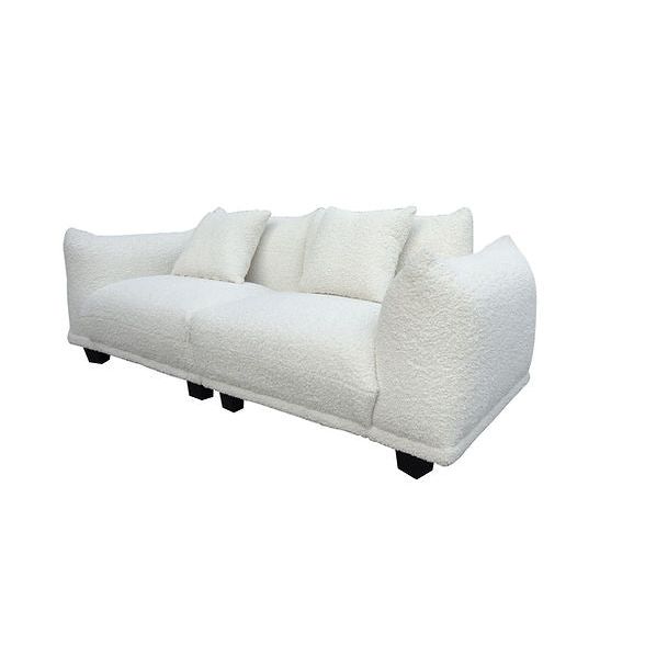 Homey White Teddy Fabric Sofa & Oversize Chair