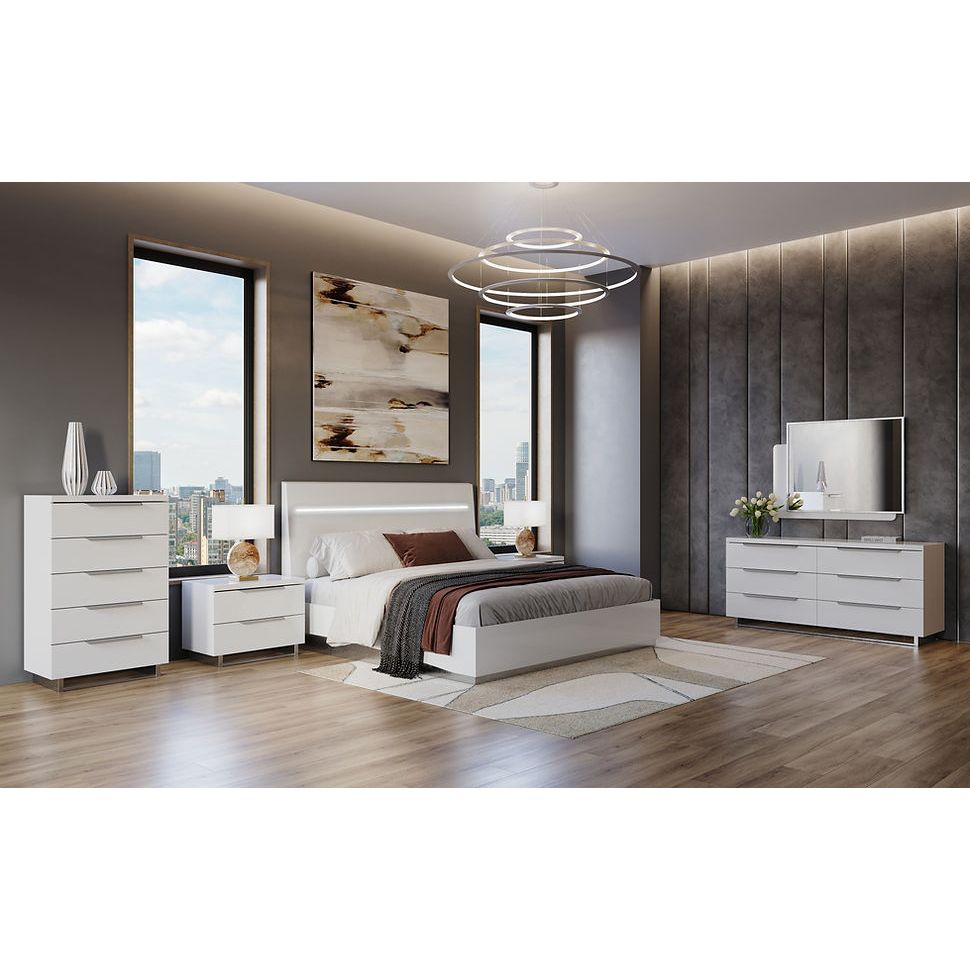 Kimera White Bedroom Set — Italian Made with LED Bed