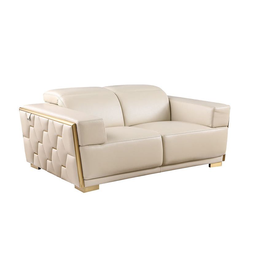 Hexor Beige Italian Leather Living Room Set
