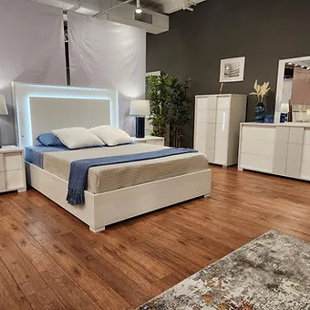 Tower White Bedroom Set — Italian Made with LED Bed