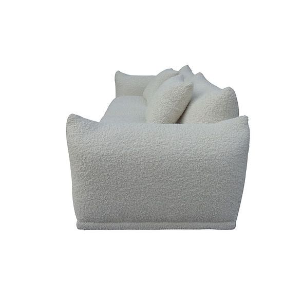 Homey White Teddy Fabric Sofa & Oversize Chair