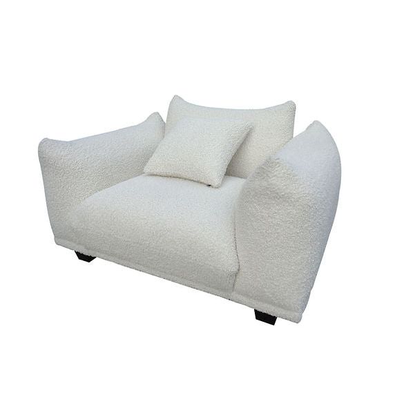 Homey White Teddy Fabric Sofa & Oversize Chair