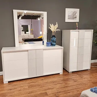 Tower White Bedroom Set — Italian Made with LED Bed