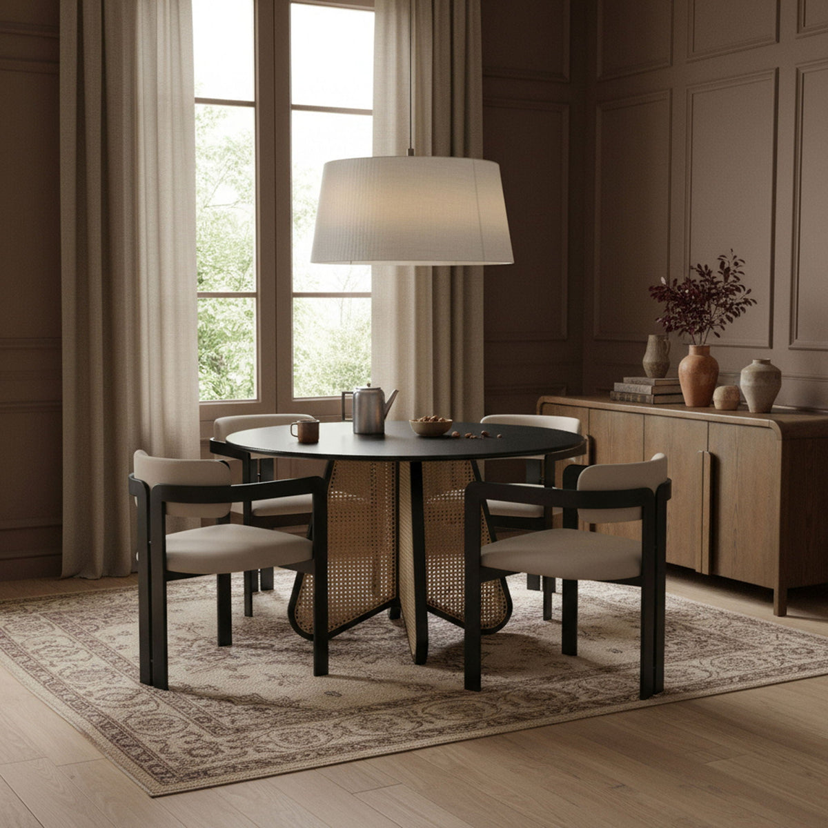 Aurum Vegan Leather Dining Chair (Set of 2) — Graphite Black - Taupe