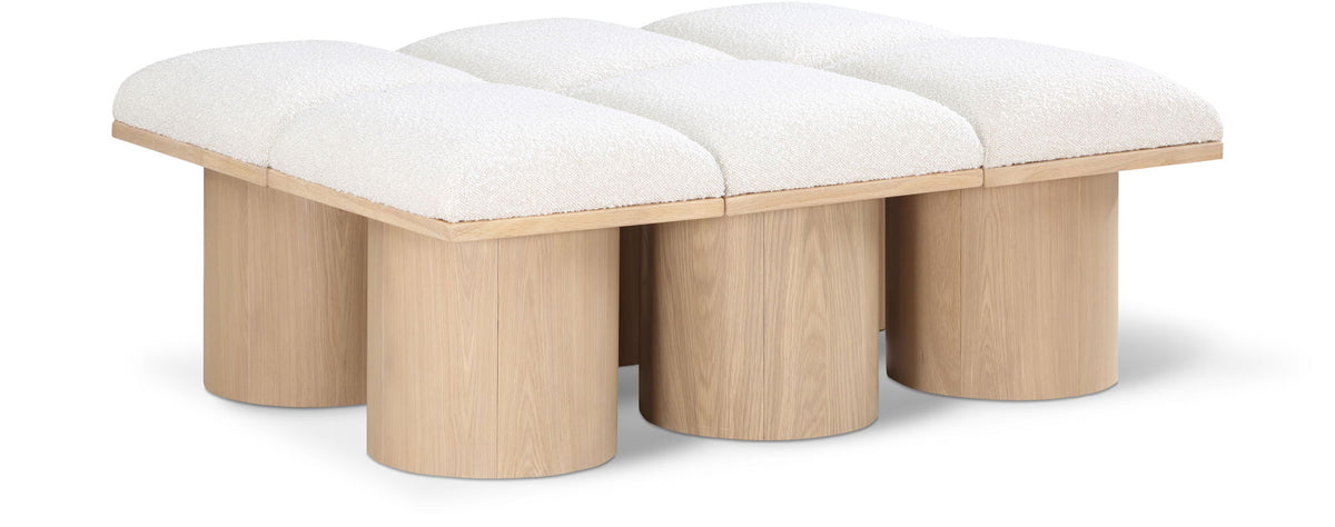 Pavilion Modular Bench 6-Piece Bench, 46.5"W x 36"D — Cream / Natural Base