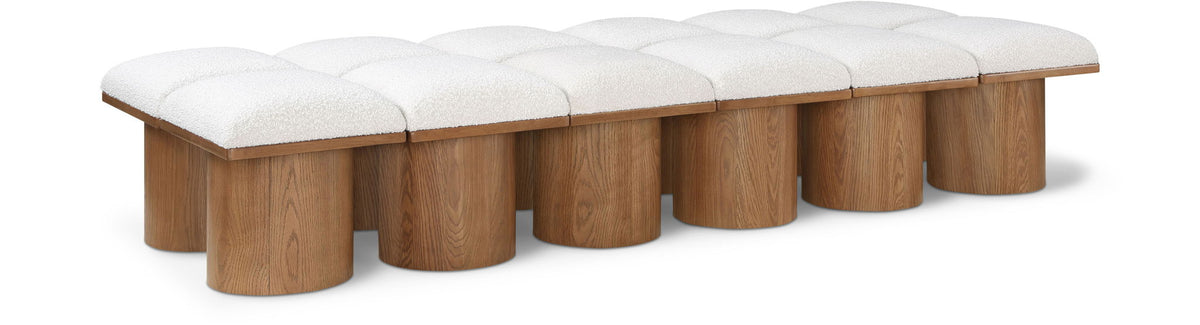 Pavilion Modular Bench 12-Piece Bench, 93"W x 36"D — Cream / Brown Base