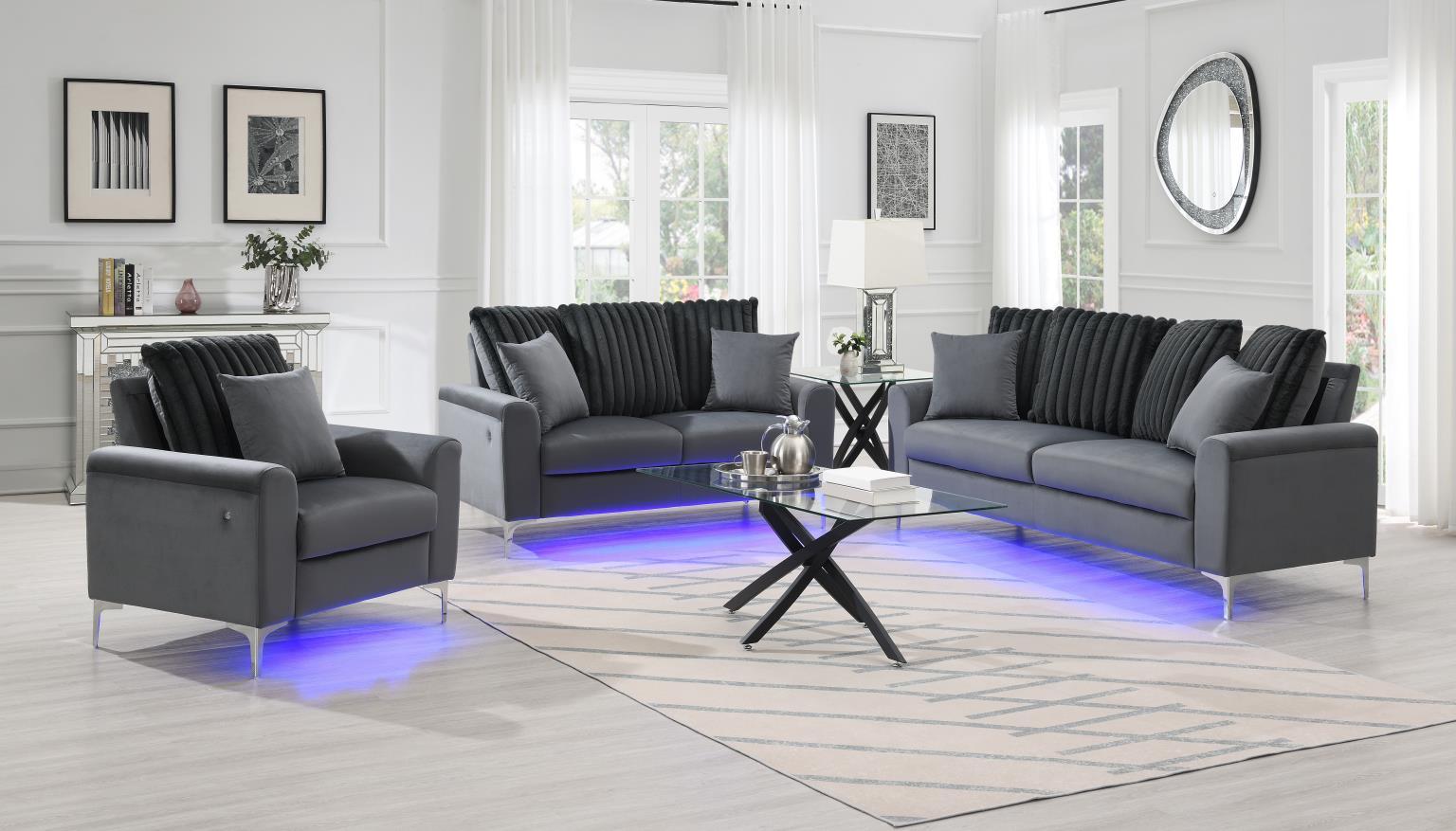 U481 - 3 Piece Living Room Set (Sofa, Loveseat, Chair) - Gray