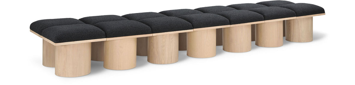 Pavilion Modular Bench 14-Piece Bench, 126"W x 31"D — Black / Natural Base